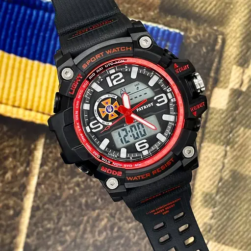 Наручний годинник чоловічий 012BKRDDSNS ДСНС Чорні з червоним + Коробка Patriot acs0031006 - фото 3