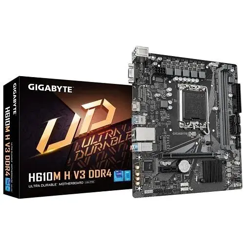 Материнская плата Gigabyte LGA1700, H610M H V3 DDR4, H610, 2xDDR4, Int. 4xUSB3.2/8xUSB2.0, VGA/HDMI, MicroATX - фото 2