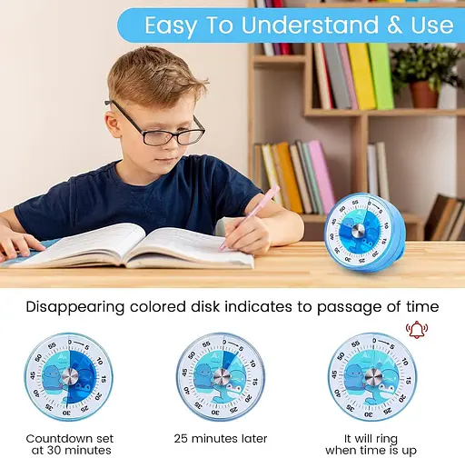 Візуальний таймер для дітей — 60-хвилинний механічний кухонний таймер, цифровий таймер, який може замінити дитячий таймер - фото 5
