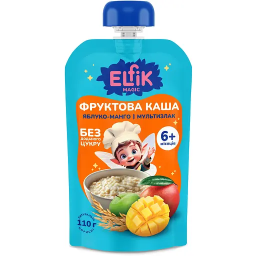 Каша фруктовая Elfik Magic Яблоко-манго-мультизлак 110 г 9 шт.