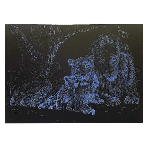 Гравюра А4 "Лев" ГрА4-3с эконом вариант в пакете 29,7х21 см