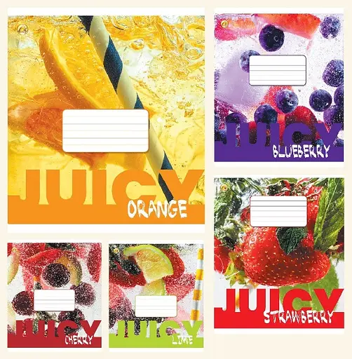 Зошити учнівські 36 аркушів клітинка Тверда ТЕ21408 Фрукти, 20 шт. в упаковці