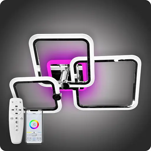 Люстра світлодіодна 517 Dlight 3color з пультом 65 Вт Хром (02062) - фото 2