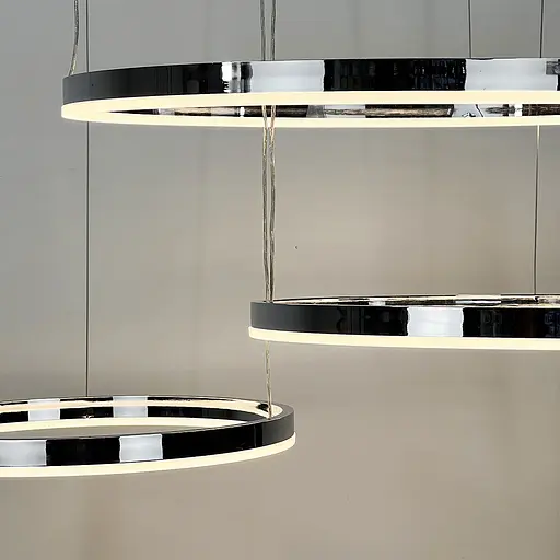 Светодиодная люстра на три кольца 80, 60 и 40 см в хромированном каркасе Line F | Ст. MJ73-800+600+400 CH - фото 3