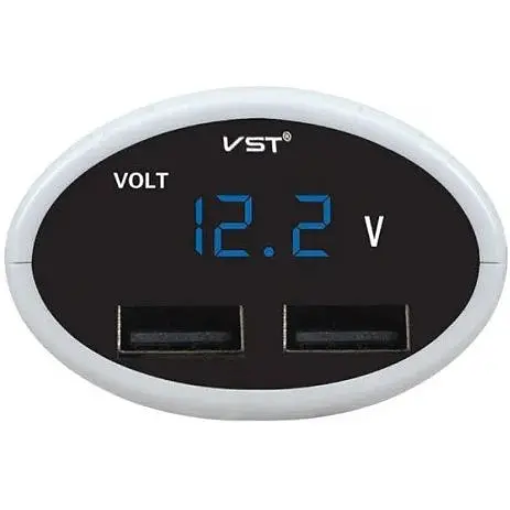 Автомобільний зарядний пристрій з вольтметром VST 708V White (VST.708Vw) - фото 2