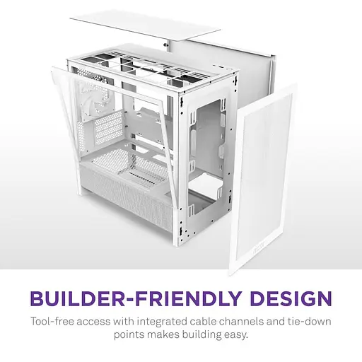 Корпус NZXT H3 Flow из закаленного стекла без блока питания, белый (CC-H31FW-01) - фото 8