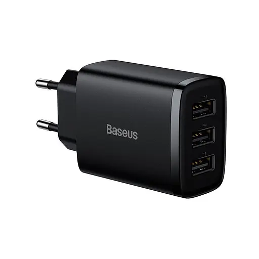 Зарядное устройство – блок адаптер Baseus Compact Charger 3U 17 W EU 3USB (CCXJ020101) - фото 2
