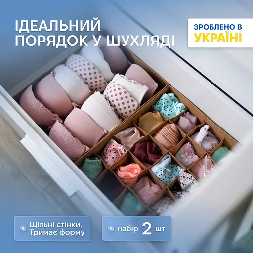 Набір органайзерів ORGANIZE  для нижньої білизни 2 шт (беж) - фото 1