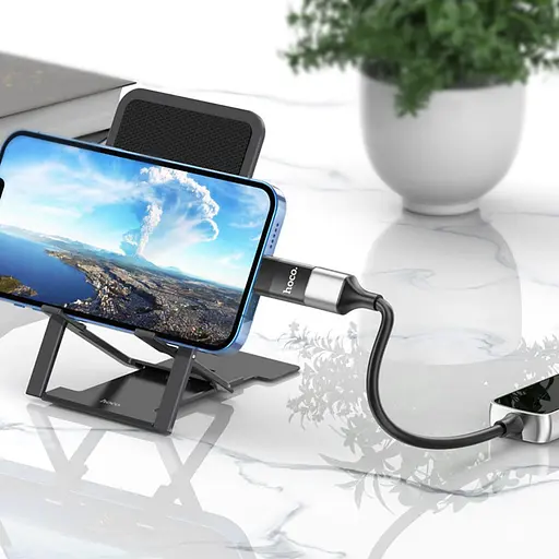 Адаптер переходник Hoco UA17 Lightning to USB 2.0 F черный - фото 4