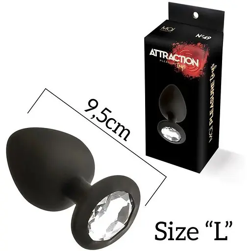 Анальна пробка з кристалом Mai Attraction Toys №49 Black - фото 2