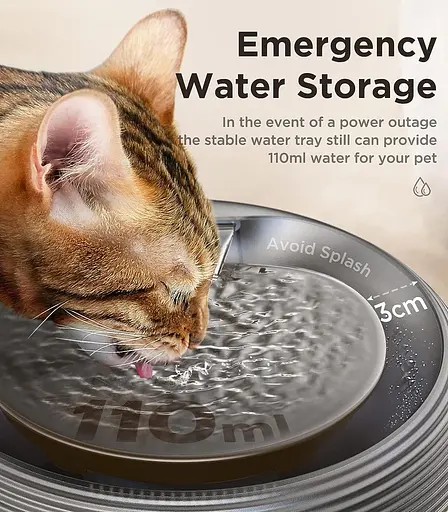 Фонтан для води для кішок, надтихий, фонтан для води для домашніх тварин об'ємом 84 рідких унції/2,5 л для кішок та собак - фото 6