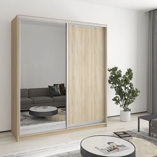 Шафа-купе дводверна MebelStar Уні AL ДСП/Дзеркало 180x45x210 см Дуб сонома (MBS-2616)