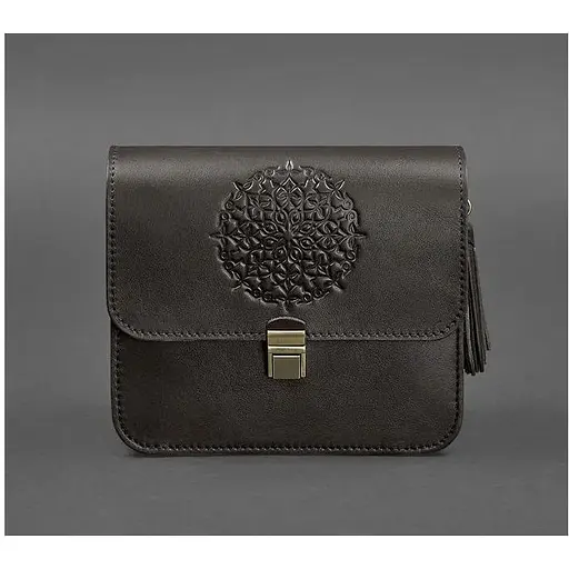 Шкіряна жіноча бохо-сумка Лілу темно-коричнева - фото 1