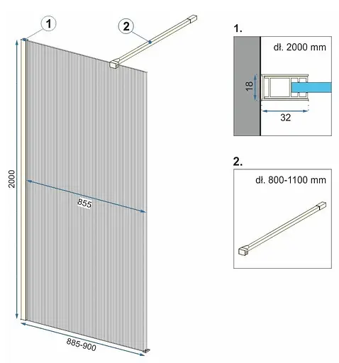 Душова стінка Rea Aero 90 intimo brushed gold REA-K4124, прозорий, золотий - фото 6