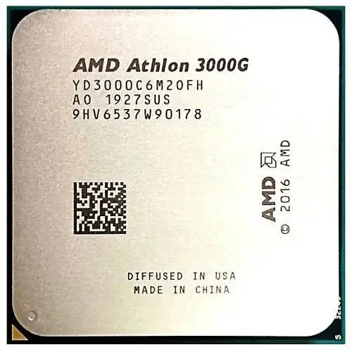 Процессор AMD AM4 Athlon 3000G Tray 2x3.5 ГГц Radeon Vega 3 L3 4Мб Picasso 12 нм TDP 35 Вт (YD3000C6M2OFH) - фото 1
