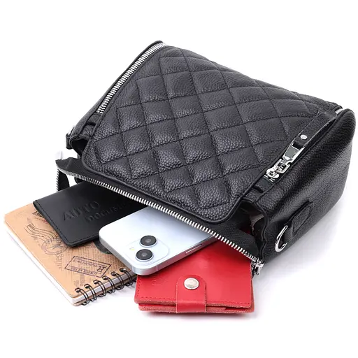 Женская сумка Vintage с ромбовидным узором из натуральной кожи 22х18х11 см sum0027013 - фото 10