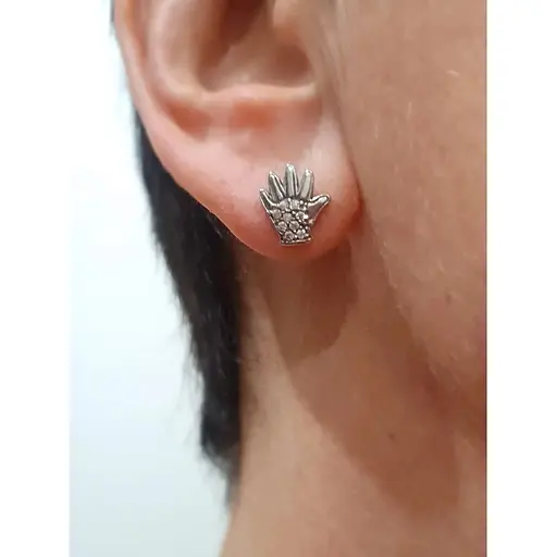 Серебряные серьги-пуссеты Агни Ладошка с фианитами. 2454/9Р-CZ - фото 2