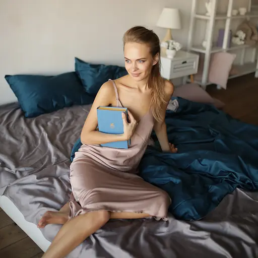 Комплект постельного белья сатин 100% хлопок бирюзово синий Laguna - двуспальный - фото 5