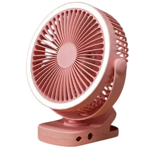 Вентилятор настольный беспроводной D1 с прищепкой и подсветкой розовый - фото 1