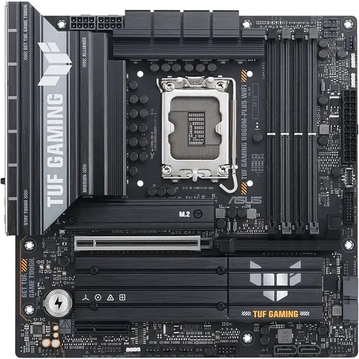 Материнская плата Asus TUF Gaming LGA1851, B860M-PLUS WIFI, B860, 4xDDR5, 1xPCI-E 5.0 x16, 1xPCI-E 4.0 x4, 4xSATA3, 3xM.2, Realtek 7.1, Realtek 2.5Gb, WiFi 7, Bluetooth 5.4, HDMI/DP/Type-C, MicroATX
