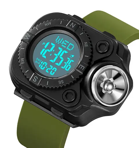 Чоловічий наручний годинник з ліхтарем Skmei 2187 Зелений з білим циферблатом - фото 4