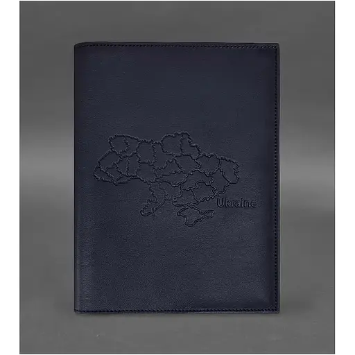 Кожаная обложка BlankNote Standart с картой Украины для нотариального реестра темно-синий - фото 2