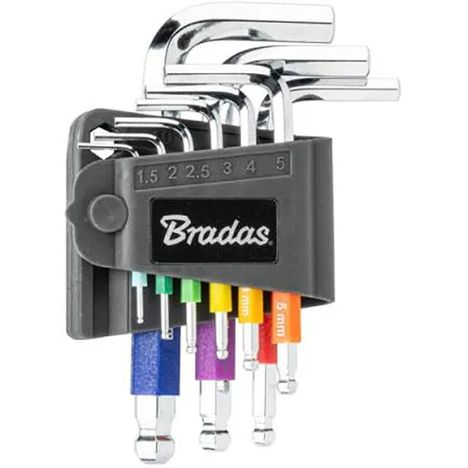 Набір шестигранних ключів Bradas з кульковим наконечником HX 1,5-10 мм 9 шт короткі (DIY-HKB62-SH/B) - фото 1