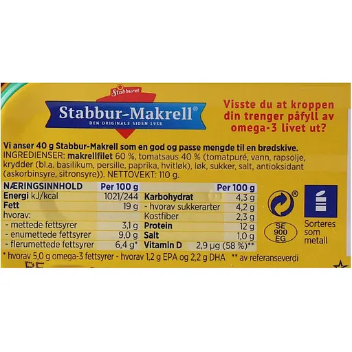 Макрель Stabburet филе с томатами и базиликом 110 г - фото 3