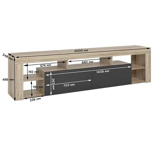 Тумба под телевизор с 5 полками М-ЗОН Джеко 200 Нимфея Альба (MZN-031037) - фото 7