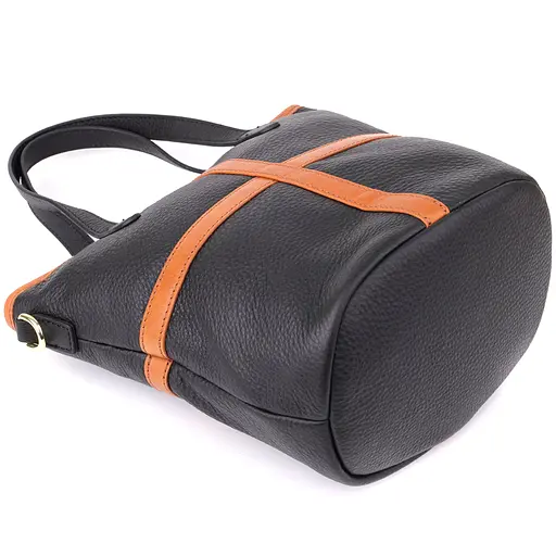 Женская кожаная сумка Vintage с коричневой вставкой на лицевой стороне 17х21х13 см sum0027601 - фото 5