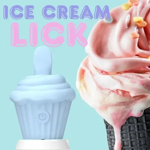 Стимулятор вібратор для сосків та клітора I’MCUM Ice Cream Lick Блакитний (7970379617681) - фото 6