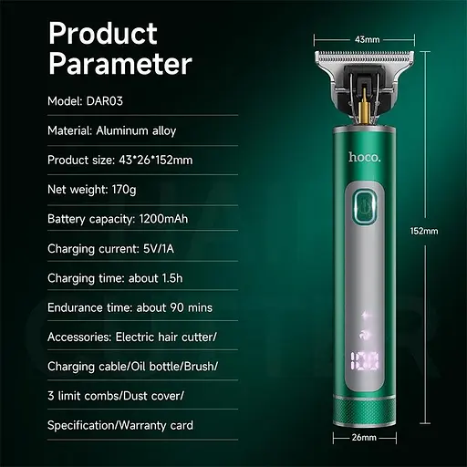 Машинка для стрижки волос HOCO Breeze electric Hair cutter DAR03 | 90min | - фото 2