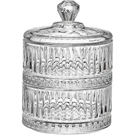 Конфета Yiwu двухуровневая с крышкой стеклянная ребристая прозрачная HP-YH-71 - фото 2