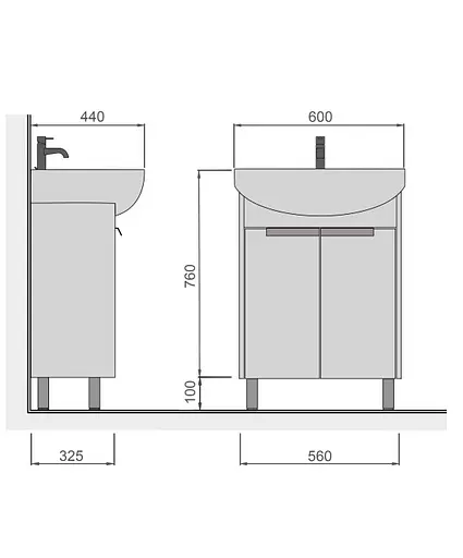 Тумба Мойдодир Dakota Craft 60 з умивальником Proxy 60 дуб крафт - фото 2