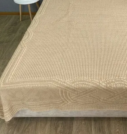 Натуральное муслиновое простыня 200x230 см - дышащая мягкая хлопковая простыня бежевый - фото 2