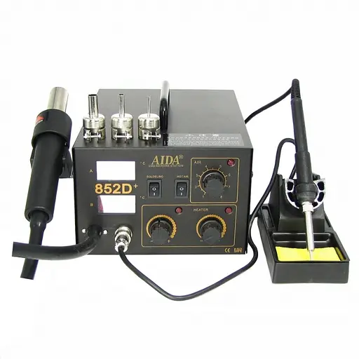 Паяльная станция AIDA 852D+ компрессорная фен и паяльник - фото 2