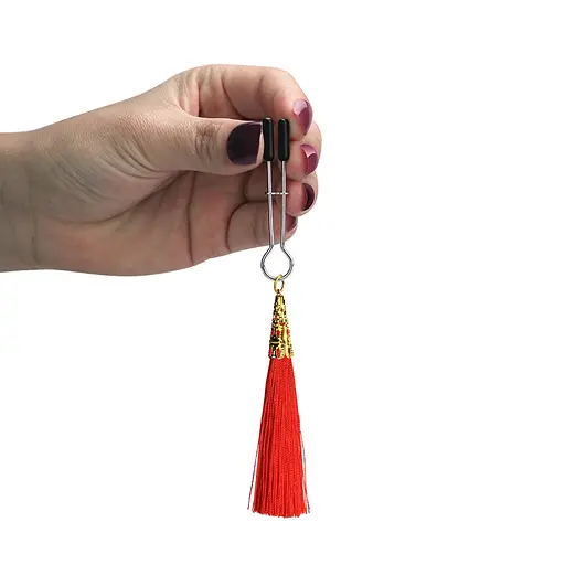 Затискачі для сосків з пензликами Lovetoy Glamor Tassel Nipple Clamp 14 см червоний - фото 4