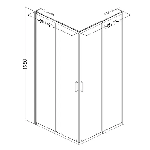 Душевая кабина квадратная Eger Vi`z New CC 95x95 раздвижная прозрачное стекло без поддона хром 599-066СС/1, прозрачный, хром - фото 2
