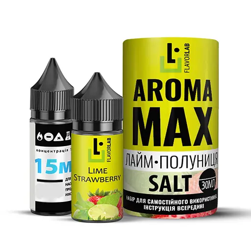 Набор компонентов для самозамеса солевой заправки Flavorlab Aroma MAX 30 мл Лайм-Клубника, 0-65 мг (17933)