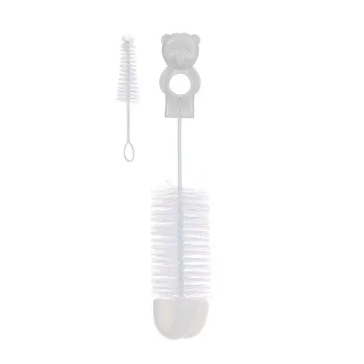 Щітка йоржик з губкою для миття пляшок і сосок біла - фото 1