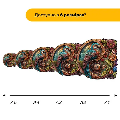 Пазл деревяний Подорож Папуги, А5, Деревяна коробка 35 елементів - фото 2