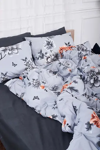 Комплект постельного белья Moon&Star полуторный 143х210 см наволочки 2х50х70 см Piwonie Gray Ranforce Elite - фото 3