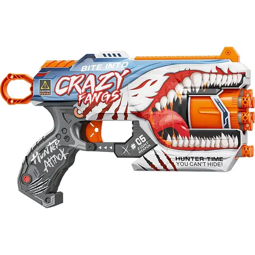 Игрушечный детский пистолет мех. с барабаном и мягким. патронами (12 шт.) (сумасшедшие клыки) - фото 1