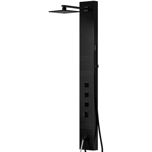 Душова панель Corsan Neo black LED з виливом S060MBLLEDW, Чорний матовий - фото 1