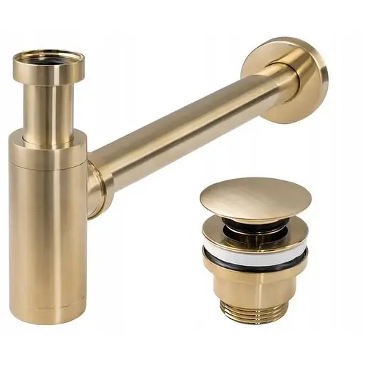 Сифон універсальний для умивальника Rea L.gold mat T click-clack золотий матовий REA-A8586, Золотий - фото 1