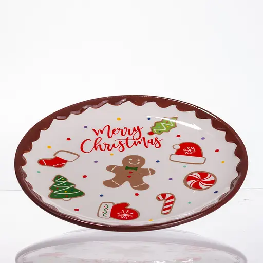 Новогодняя тарелка из фарфора Merry Christmas тарелка на рождество Ø21 см тарелки рождественские Yiwu CR-1-40 - фото 2