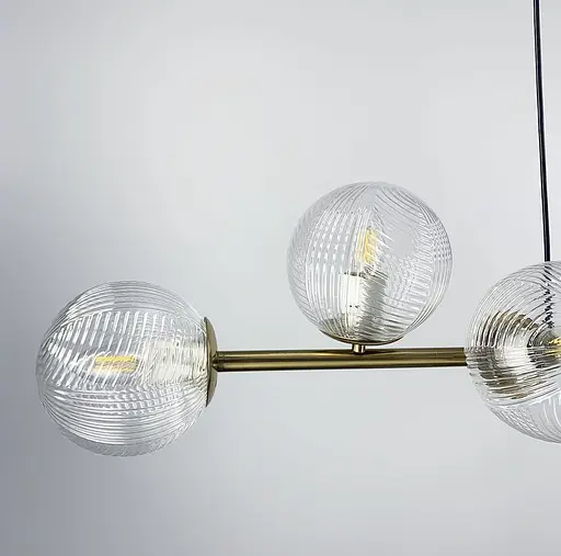 Видовжений світильник із 8 гранчастими плафонами, 130 см | Line F | Арт. Q08/8 AB - фото 2