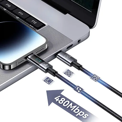 Дата кабель USAMS US-SJ672 Digital Display Sufeng Ser. Type-C to Lightning 30W (1.2m) Tarnish - фото 5