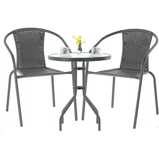 Садові меблі Chomik Bistro стіл та 2 стільці сірий - фото 2