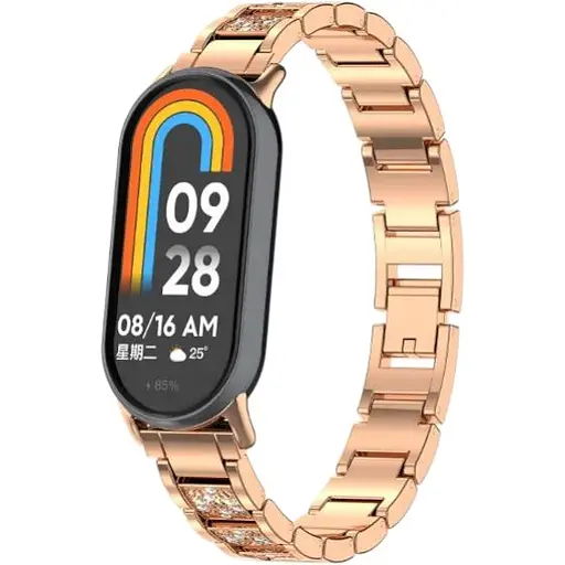 Ремешок DK CDK для Xiaomi Mi Smart Band 9 Metal Band Fitlink Diamond (016444) (rose gold)